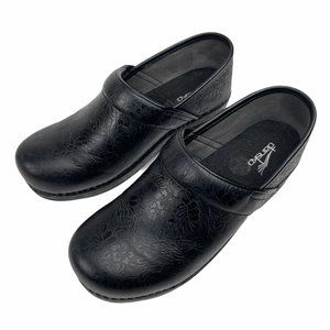 Dansko Clogs Black Tooled Leather Women's Size 36